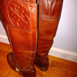 Tory Burch Brown Tall Side Zipper Boots Size 9
